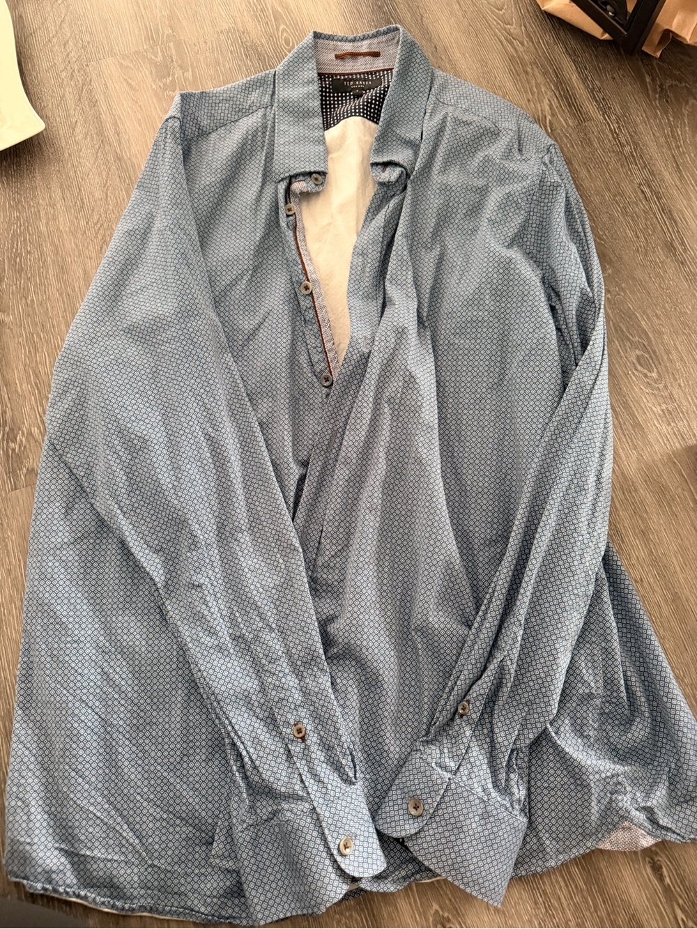Ted Baker Blue Geometric Print Dress Shirt - Picture 2 of 2